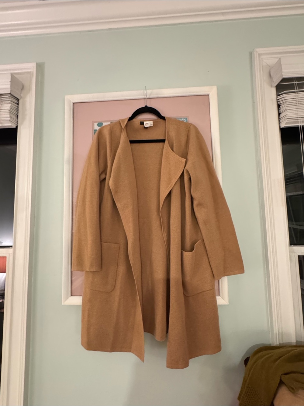 J. Crew Camel Open-Front Drape Pocket Cardigan